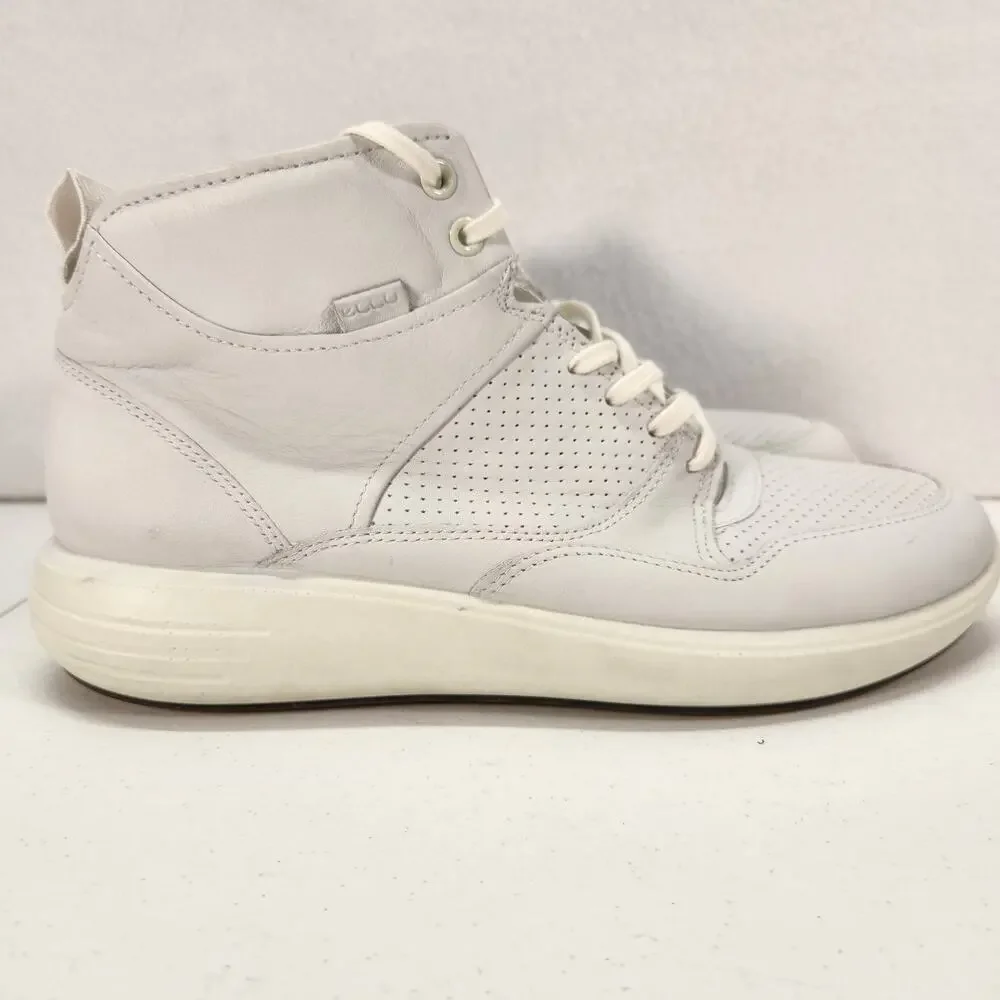 Ecco Leather Soft 7 Runner High-Top Trainers Sneakers White Women's Size 11 NWOT